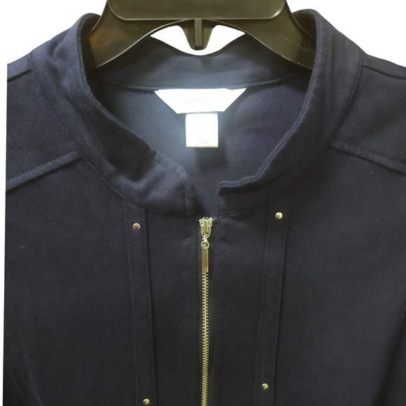 CJ Banks 2X Womens Navy Blue Zip Up Jacket 3/4 Sleeve Business‎ Casual - Picture 2 of 4